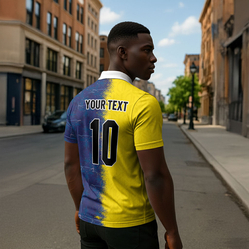 Haiti and Brazil Football Custom Zipper Polo Shirt Splash Half Split