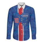 Cabo Verde Custom Long Sleeve Button Shirt Paint Brush Stroke Shark Pattern Map Design