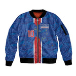 Cabo Verde Custom Sleeve Zip Bomber Jacket Paint Brush Stroke Shark Pattern Map Design
