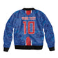 Cabo Verde Custom Sleeve Zip Bomber Jacket Paint Brush Stroke Shark Pattern Map Design