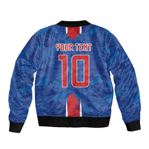Cabo Verde Custom Sleeve Zip Bomber Jacket Paint Brush Stroke Shark Pattern Map Design