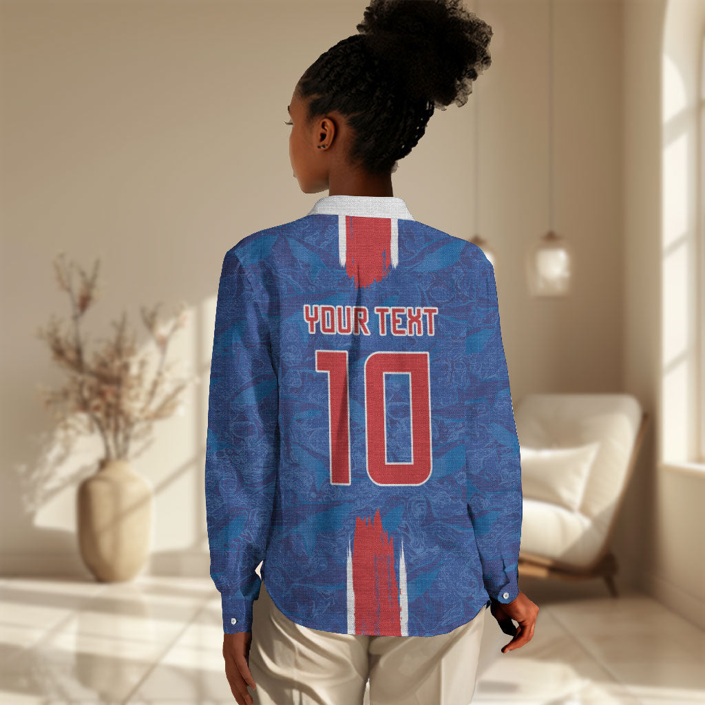 Cabo Verde Custom Women Casual Shirt Paint Brush Stroke Shark Pattern Map Design