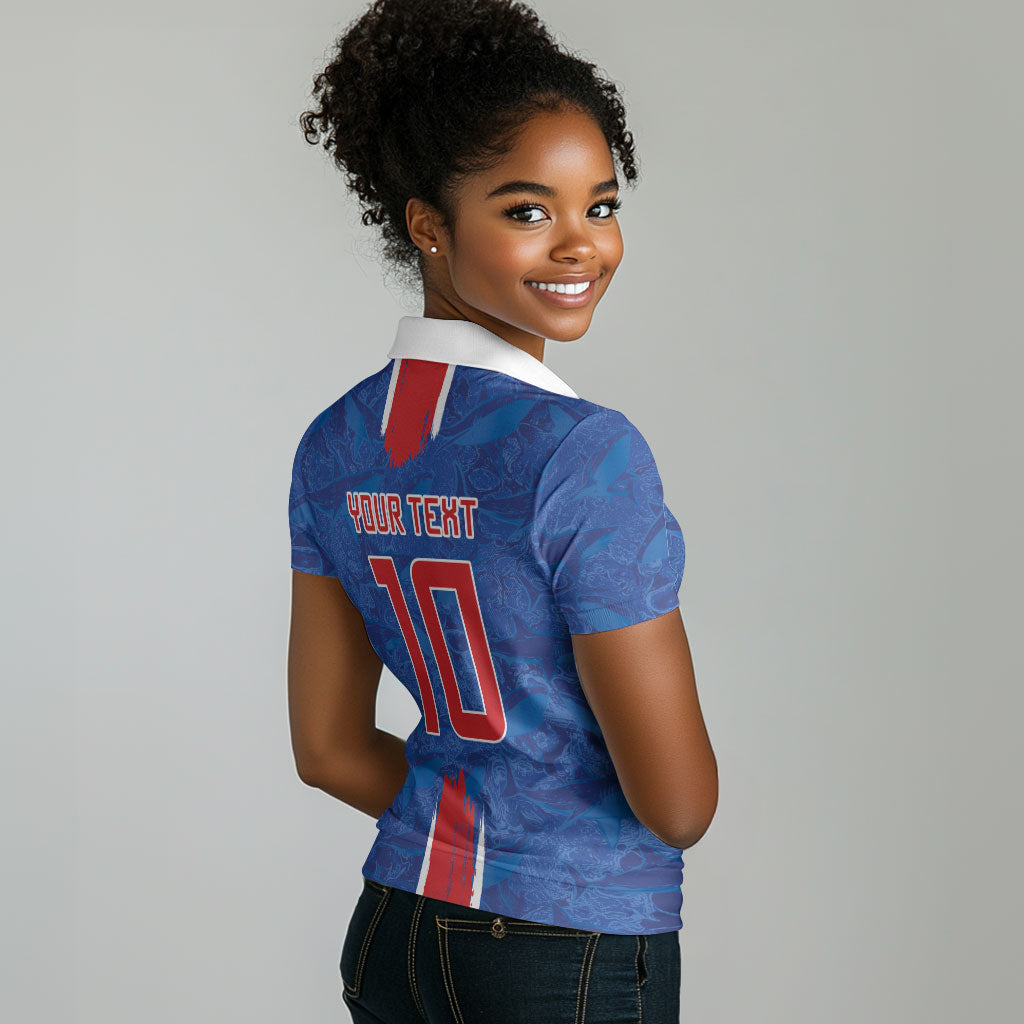 Cabo Verde Custom Women Polo Shirt Paint Brush Stroke Shark Pattern Map Design