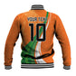 Cote D'Ivoire Football Custom Baseball Jacket Abstract Wave Pattern Tribal Sporty Style