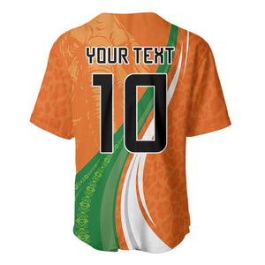 Cote D'Ivoire Football Custom Baseball Jersey Abstract Wave Pattern Tribal Sporty Style