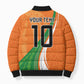 Cote D'Ivoire Football Custom Bomber Puffer Jacket Abstract Wave Pattern Tribal Sporty Style