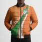 Cote D'Ivoire Football Custom Bomber Puffer Jacket Abstract Wave Pattern Tribal Sporty Style