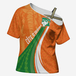 Cote D'Ivoire Football Custom Cross Shoulder Shirt Abstract Wave Pattern Tribal Sporty Style