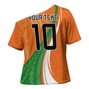 Cote D'Ivoire Football Custom Cross Shoulder Shirt Abstract Wave Pattern Tribal Sporty Style