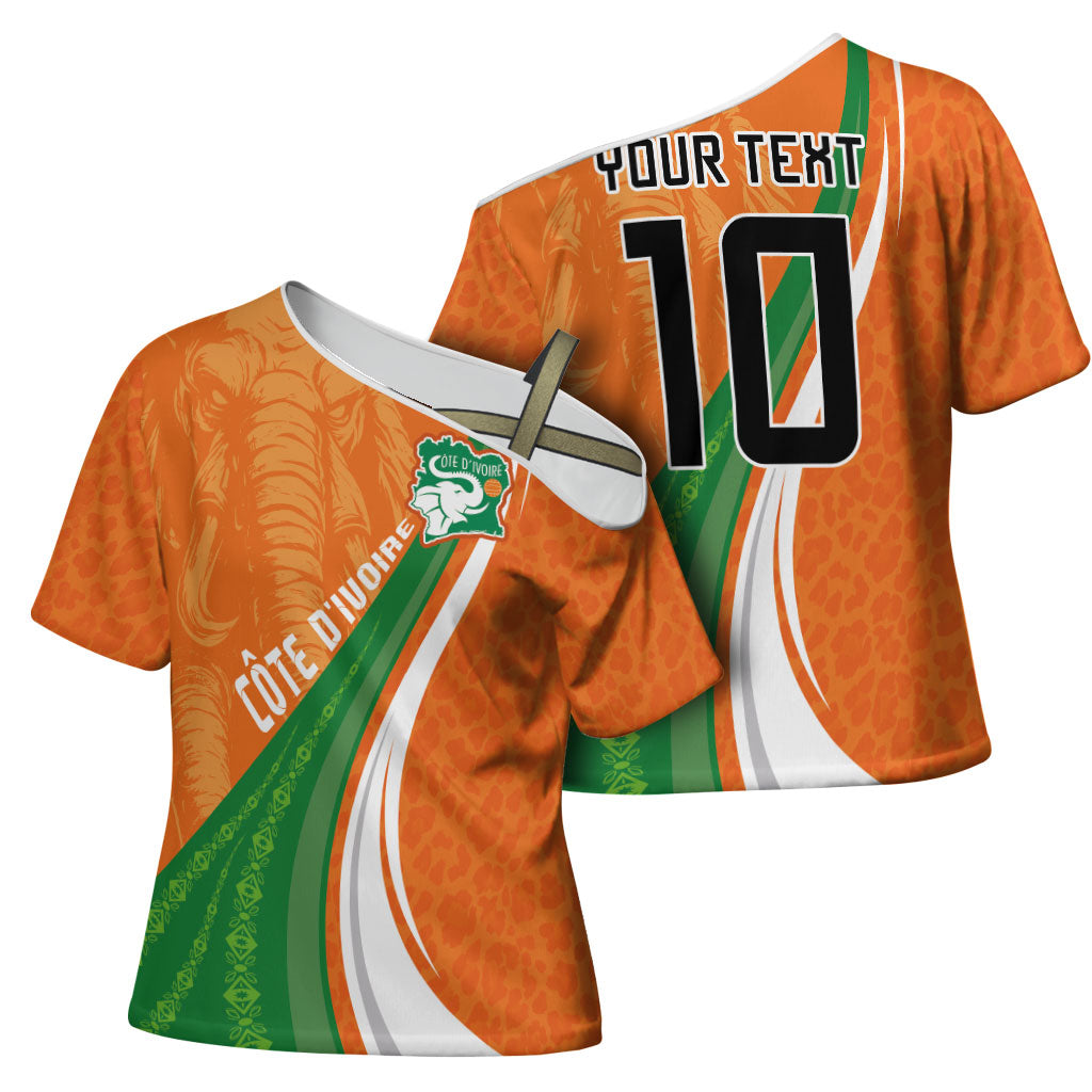 Cote D'Ivoire Football Custom Cross Shoulder Shirt Abstract Wave Pattern Tribal Sporty Style