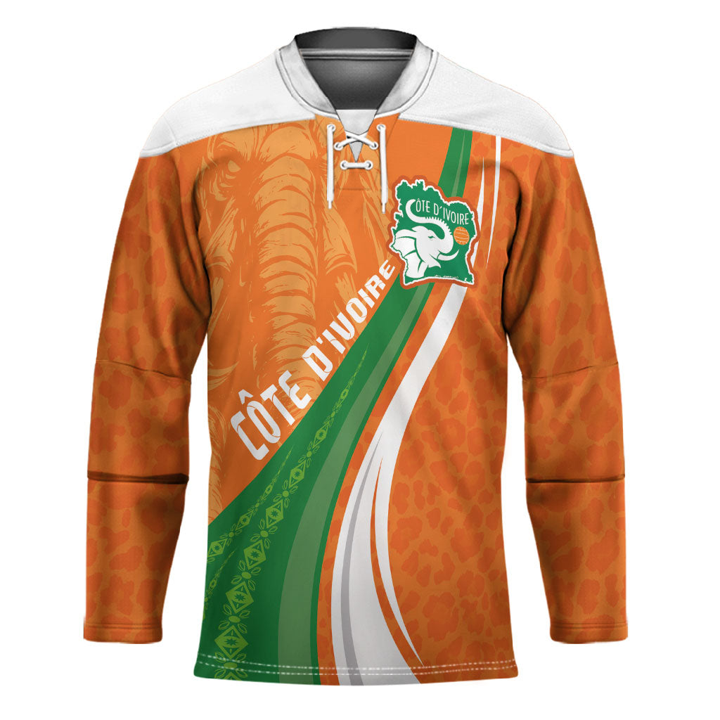Cote D'Ivoire Football Custom Hockey Jersey Abstract Wave Pattern Tribal Sporty Style
