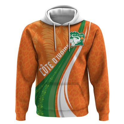 Cote D'Ivoire Football Custom Hoodie Abstract Wave Pattern Tribal Sporty Style