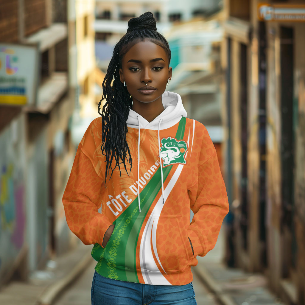 Cote D'Ivoire Football Custom Hoodie Abstract Wave Pattern Tribal Sporty Style