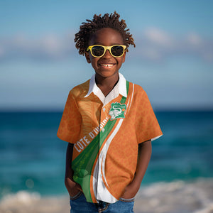 Cote D'Ivoire Football Custom Kid Hawaiian Shirt Abstract Wave Pattern Tribal Sporty Style