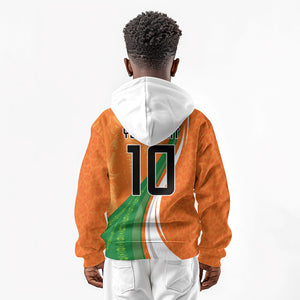 Cote D'Ivoire Football Custom Kid Hoodie Abstract Wave Pattern Tribal Sporty Style