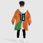 Cote D'Ivoire Football Custom Kid Wearable Blanket Hoodie Abstract Wave Pattern Tribal Sporty Style