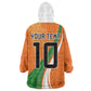 Cote D'Ivoire Football Custom Kid Wearable Blanket Hoodie Abstract Wave Pattern Tribal Sporty Style