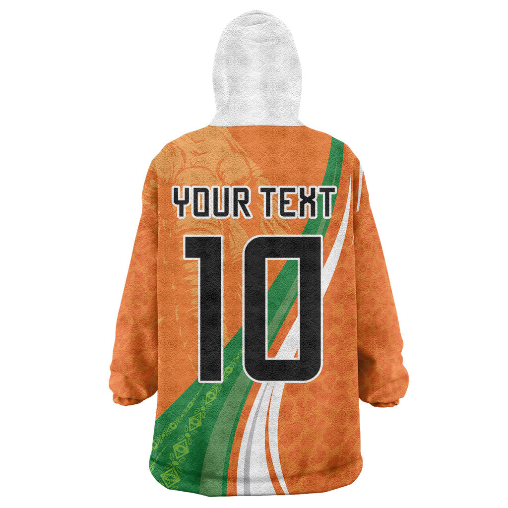 Cote D'Ivoire Football Custom Kid Wearable Blanket Hoodie Abstract Wave Pattern Tribal Sporty Style