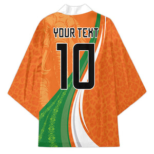Cote D'Ivoire Football Custom Kimono Abstract Wave Pattern Tribal Sporty Style
