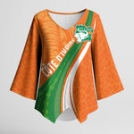 Cote D'Ivoire Football Custom Kimono Sleeve Blouse Abstract Wave Pattern Tribal Sporty Style