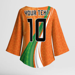 Cote D'Ivoire Football Custom Kimono Sleeve Blouse Abstract Wave Pattern Tribal Sporty Style