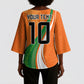 Cote D'Ivoire Football Custom Kimono Sleeve Blouse Abstract Wave Pattern Tribal Sporty Style