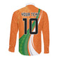 Cote D'Ivoire Football Custom Long Sleeve Button Shirt Abstract Wave Pattern Tribal Sporty Style