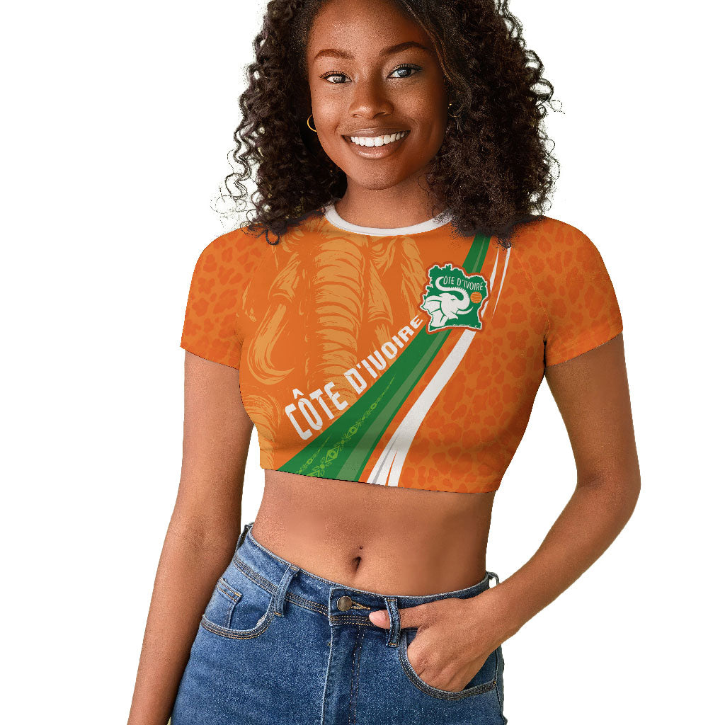 Cote D'Ivoire Football Custom Raglan Cropped T shirt Abstract Wave Pattern Tribal Sporty Style
