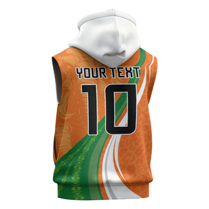 Cote D'Ivoire Football Custom Sleeveless Hoodie Abstract Wave Pattern Tribal Sporty Style