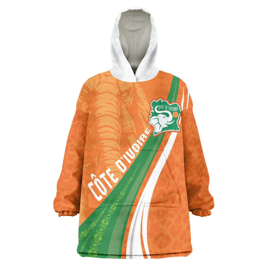 Cote D'Ivoire Football Custom Wearable Blanket Hoodie Abstract Wave Pattern Tribal Sporty Style
