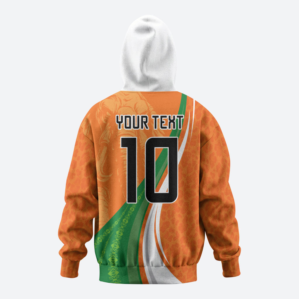 Cote D'Ivoire Football Custom Zip Hoodie Abstract Wave Pattern Tribal Sporty Style