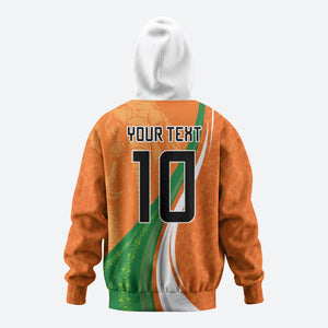 Cote D'Ivoire Football Custom Zip Hoodie Abstract Wave Pattern Tribal Sporty Style