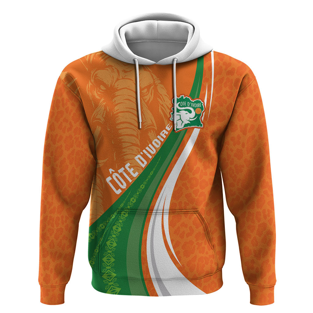 Cote D'Ivoire Football Custom Zip Hoodie Abstract Wave Pattern Tribal Sporty Style