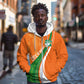 Cote D'Ivoire Football Custom Zip Hoodie Abstract Wave Pattern Tribal Sporty Style
