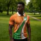 Cote D'Ivoire Football Custom Zipper Polo Shirt Abstract Wave Pattern Tribal Sporty Style