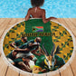 South Africa Rugby Beach Blanket - Springbok Mascot, Players Fighting for Victory