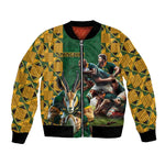 South Africa Rugby Bomber Jacket - Springbok Mascot, Players Fighting for Victory