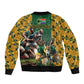 South Africa Rugby Bomber Jacket - Springbok Mascot, Players Fighting for Victory