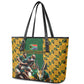 South Africa Rugby Leather Tote Bag - Springbok Mascot, Players Fighting for Victory