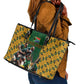 South Africa Rugby Leather Tote Bag - Springbok Mascot, Players Fighting for Victory