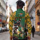 South Africa Rugby Long Sleeve Button Shirt - Springbok Mascot, Players Fighting for Victory