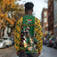 South Africa Rugby Long Sleeve Shirt - Springbok Mascot, Players Fighting for Victory LT03