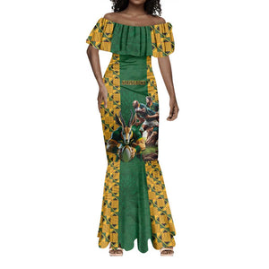 South Africa Rugby Mermaid Dress - Springbok Mascot, Players Fighting for Victory