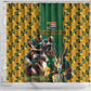 South Africa Rugby Shower Curtain - Springbok Mascot, Players Fighting for Victory