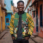 South Africa Rugby Sleeve Zip Bomber Jacket - Springbok Mascot, Players Fighting for Victory