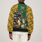 South Africa Rugby Sleeve Zip Bomber Jacket - Springbok Mascot, Players Fighting for Victory