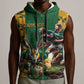 South Africa Rugby Sleeveless Zip Hoodie - Springbok Mascot, Players Fighting for Victory - African Pride