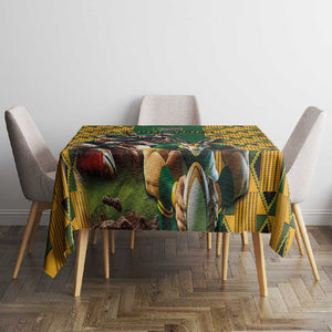 South Africa Rugby Tablecloth - Springbok Mascot, Players Fighting for Victory