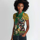 South Africa Rugby Women Polo Shirt - Springbok Mascot, Players Fighting for Victory