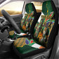 Personalized South Africa Versus Ireland Rugby Car Seat Cover - Springbok Mascot, Celtic Cross Design